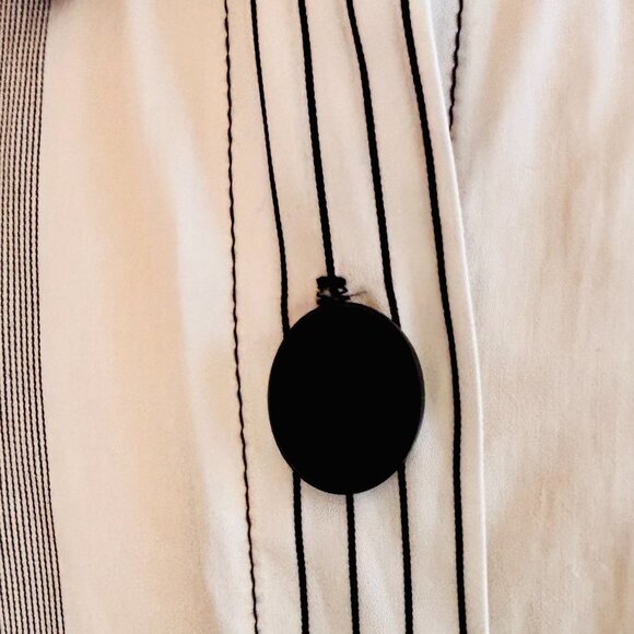 Bodil Midi Dress / Top Cream + Black Pockets Cotton OS Pleats Buttons Designer - Picture 6 of 15